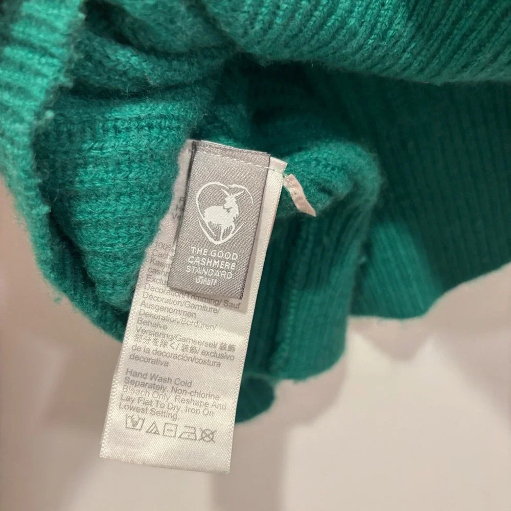 J. Crew Green 100% Cashmere Knit Crew Neck Pullover Sweater Women's Size XS - Picture 6 of 10